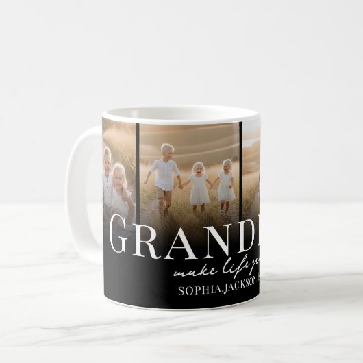Grandkids Make Life Grand Multi Photo Grandparent コーヒーマグカップ (正面左)