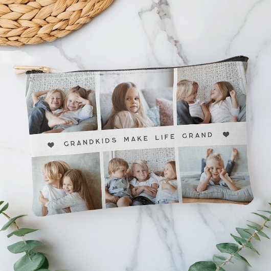 Grandkids Make Life Grand Photo Collage アクセサリーポーチ