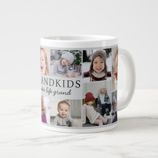 Grandkids Make Life Grand Photo Collage Keepsake ジャンボコーヒーマグカップ (正面右)