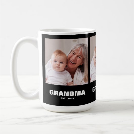 Grandm Established 太字 ブラック 3 写真 コーヒーマグカップ (左)