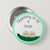 Grandm to be Twins in Peapod Baby Shower button 缶バッジ (正面&裏面)