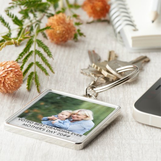 GrandMa最高の Everマザーズカスタムデイフォトに投票 キーホルダー (側面)