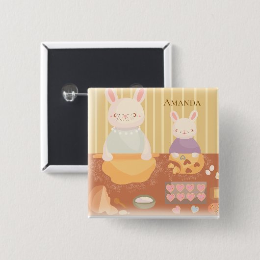 Grandma Baking Cookies 缶バッジ (正面&裏面)