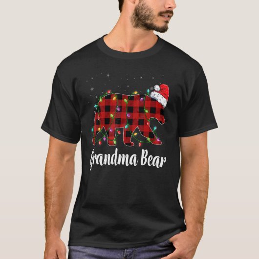 Grandma Bear Buffalo Red Plaid Matching Family Chr Tシャツ (正面)