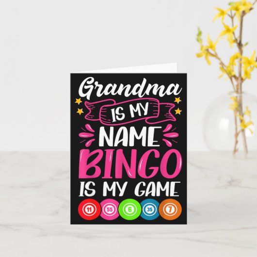 Grandma Bingo Player Funny Bingo Quote Design  カード (黄色い花)
