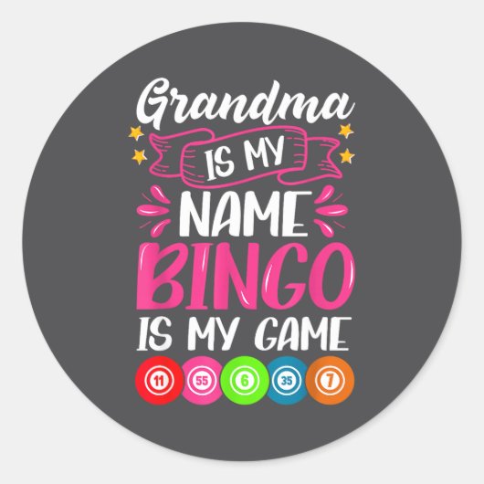 Grandma Bingo Player Funny Bingo Quote Design  ラウンドシール (正面)