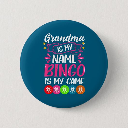 Grandma Bingo Player Funny Bingo Quote Design  缶バッジ (正面)