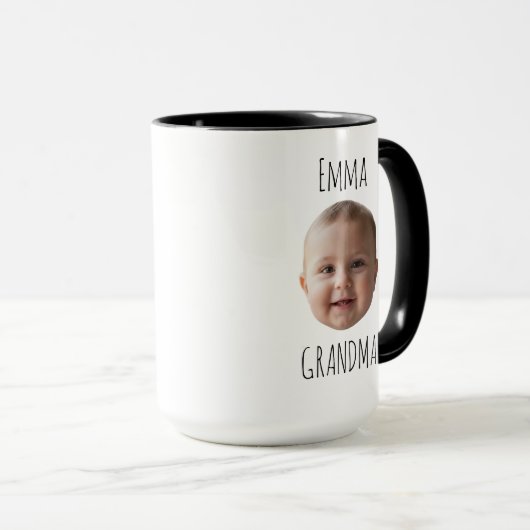 Grandma Birthday Gift – Custom Baby Face  マグカップ (正面右)