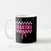 Grandma Birthday Squad Matching Pink Bow Checkered コーヒーマグカップ (左)