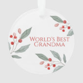 Grandma Christmas Ornament–Custom Photo & Foliage オーナメント (裏面)