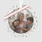 Grandma Christmas Ornament–Custom Photo & Foliage オーナメント (正面)