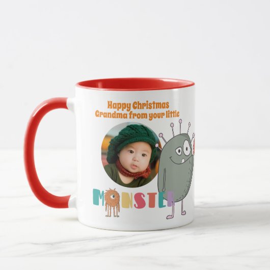  GRANDMA Christmas PHOTO Gift From Grandkids Mug マグカップ (左)