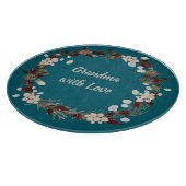 Grandma Christmas wreath on a rich teal カッティングボード (角)