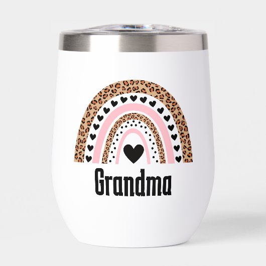 Grandma cute rainbow black &white Water Bottle (正面)