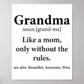 Grandma Definition Like Mom Without Rules Funny Gr ポスター (正面)