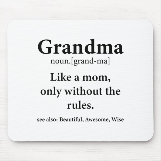 Grandma Definition Like Mom Without Rules Funny Gr マウスパッド (正面)