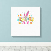 Grandma Easter Grandma Coquette Bunny Ears Eggs Ba キャンバスプリント (インサイチュ (ウッドフロア))