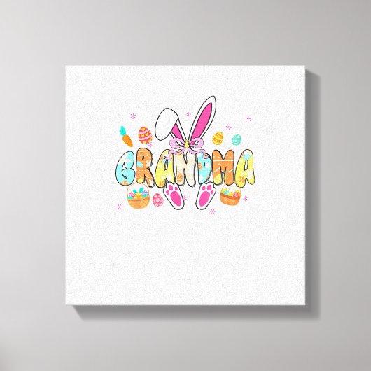 Grandma Easter Grandma Coquette Bunny Ears Eggs Ba キャンバスプリント (正面)