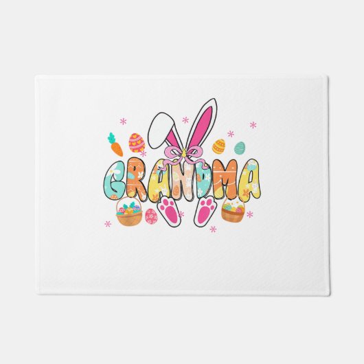 Grandma Easter Grandma Coquette Bunny Ears Eggs Ba ドアマット (正面)
