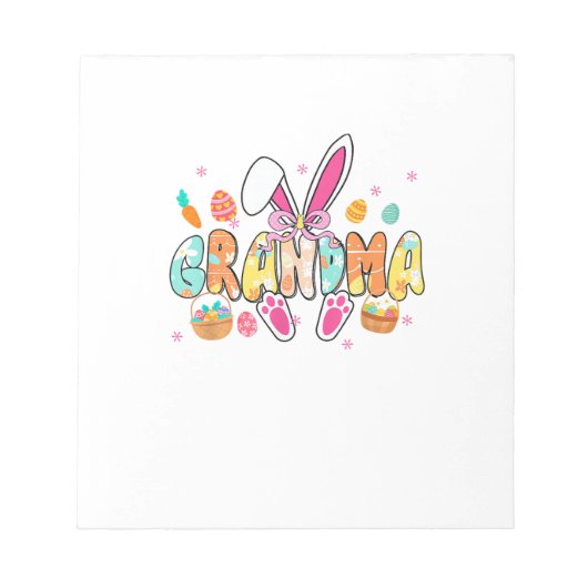 Grandma Easter Grandma Coquette Bunny Ears Eggs Ba ノートパッド (正面)