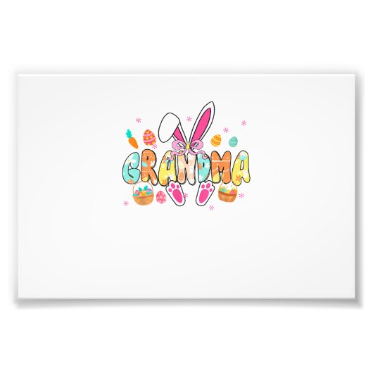 Grandma Easter Grandma Coquette Bunny Ears Eggs Ba フォトプリント (正面)