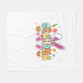 Grandma Easter Grandma Coquette Bunny Ears Eggs Ba フリースブランケット (正面(横))