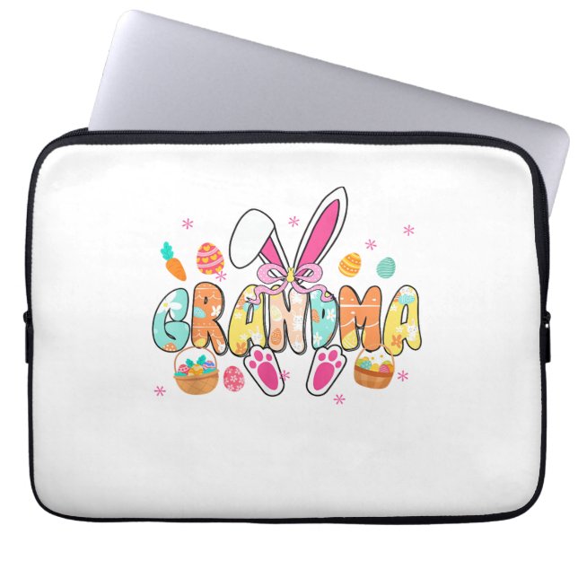 Grandma Easter Grandma Coquette Bunny Ears Eggs Ba ラップトップスリーブ (正面)
