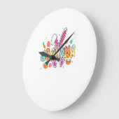 Grandma Easter Grandma Coquette Bunny Ears Eggs Ba ラージ壁時計 (傾斜)