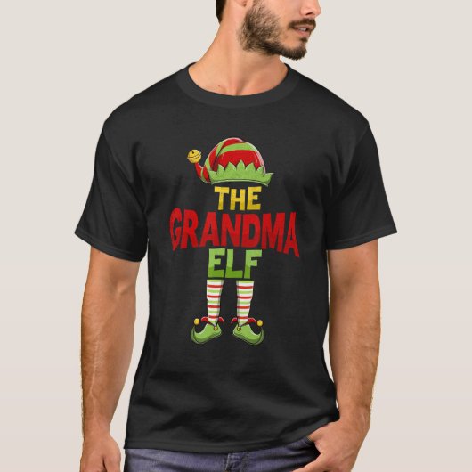 Grandma ELF Family Matching Group Christmas Pajama Tシャツ (正面)