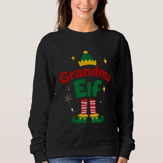 Grandma Elf Festive Family Pajama Top スウェットシャツ (正面)