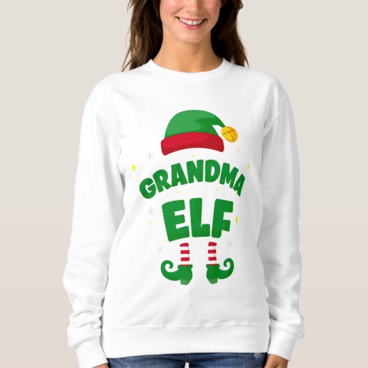 Grandma Elf Festive Family Pajama Top スウェットシャツ (正面)