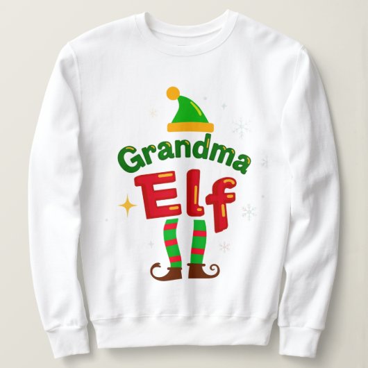 Grandma Elf Festive Family Pajama Top スウェットシャツ (デザイン正面)