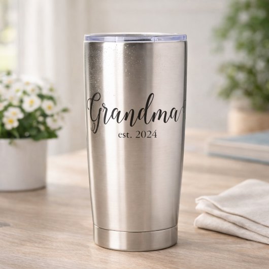 Grandma Est モダンブラックスキップ カスタム日付 保温保冷タンブラー