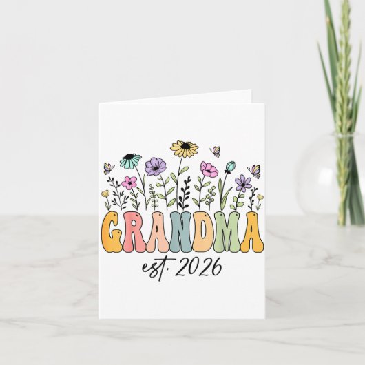 Grandma Est. 2026 Wildflower Promoted To Grandma  カード (正面)