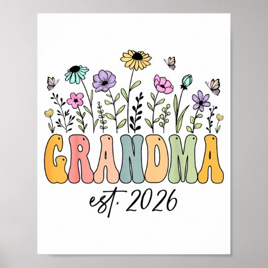 Grandma Est. 2026 Wildflower Promoted To Grandma  ポスター (正面)