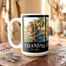 Grandma Est. Established Year Custom Name 3 Photo  コーヒーマグカップ