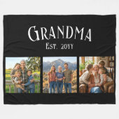 Grandma Est. Established Year Custom Name 3 Photo フリースブランケット (正面(横))