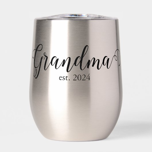 Grandma Est Modern Black Script Custom Date (正面)