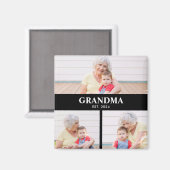 Grandma Established 3 Photo Grandparent's Day マグネット (正面/裏面)