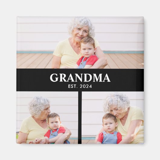 Grandma Established 3 Photo Grandparent's Day マグネット (正面)