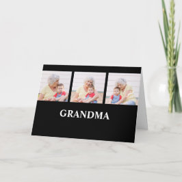 Grandma Established Black 3 Photo Grandparents Day カード