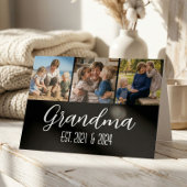 Grandma Established Black 3 Photo White Script カード