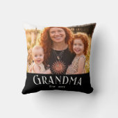 Grandma Established Custom Name Year Photo Black クッション (裏面)
