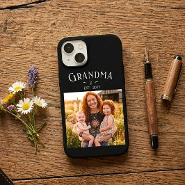Grandma Established Custom Name Year Photo Black iPhone 16ケース