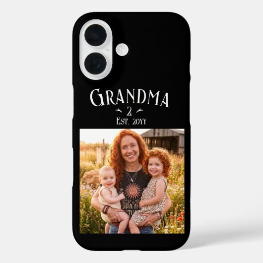 Grandma Established Custom Name Year Photo Black Case-Mate iPhoneケース (裏面)