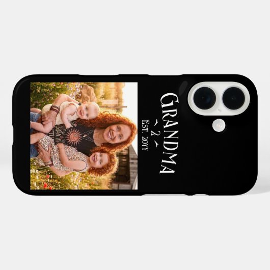 Grandma Established Custom Name Year Photo Black Case-Mate iPhoneケース (裏面 (横))
