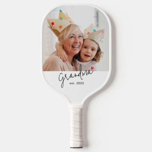 Grandma Established Fun Script Photo ピックルボールラケット (正面)