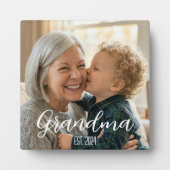 Grandma Established Minimalist White Script Text フォトプラーク (正面)