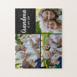 Grandma Established Modern Script Black 3 Photo ジグソーパズル