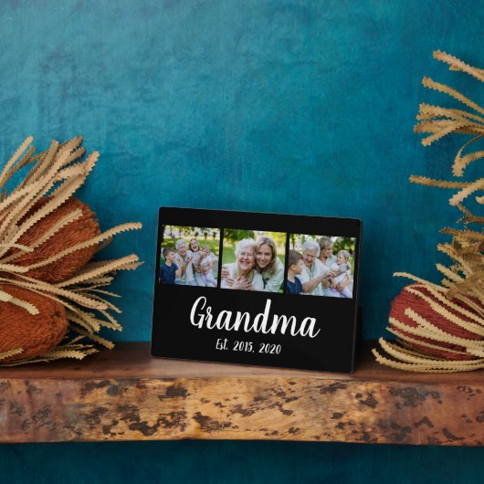 Grandma Established Modern Script Black 3 Photo フォトプラーク (側面)